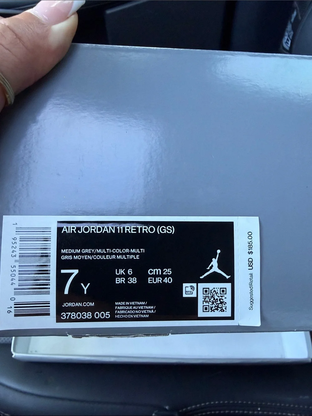 Jordan Air Jordan 11 Retro (GS) Medium Grey Multi Color Box Label